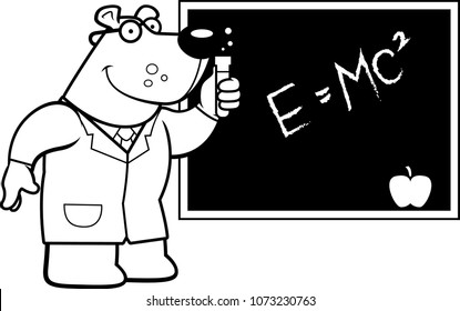 A cartoon illustration of a bear scientist.