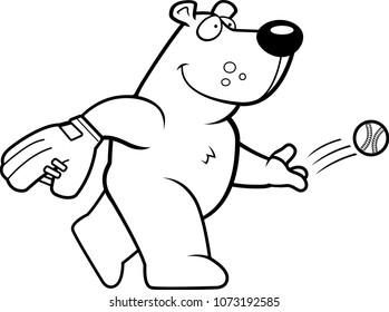 A cartoon illustration of a bear tossing a baseball.