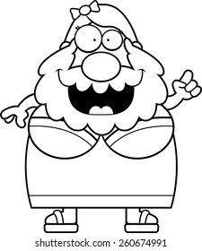 A cartoon illustration of a bearded lady with an idea.