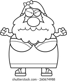 A cartoon illustration of a bearded lady looking angry.