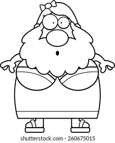 A cartoon illustration of a bearded lady looking surprised.
