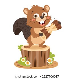 Cartoon Illustration Of A Beaver