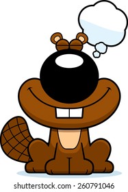 A cartoon illustration of a beaver dreaming.