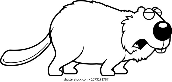 A cartoon illustration of a beaver howling.