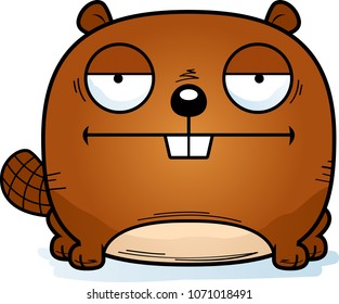 A cartoon illustration of a beaver looking calm.