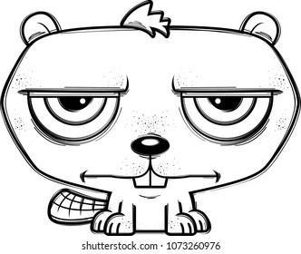 A cartoon illustration of a beaver looking calm.
