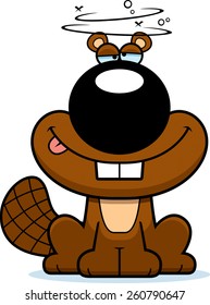 A cartoon illustration of a beaver looking drunk.