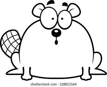 A cartoon illustration of a beaver looking surprised.