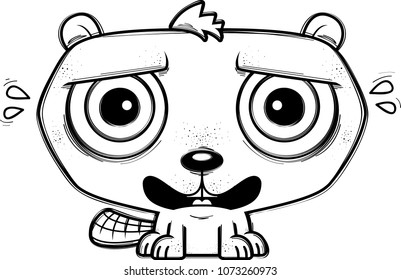 A cartoon illustration of a beaver looking terrified.