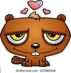 A cartoon illustration of a beaver in love.