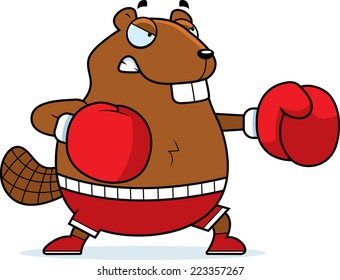 A cartoon illustration of a beaver punching with boxing gloves.