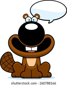 A cartoon illustration of a beaver talking.