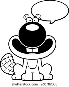 A cartoon illustration of a beaver talking.