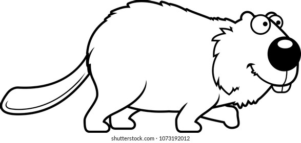A cartoon illustration of a beaver walking.