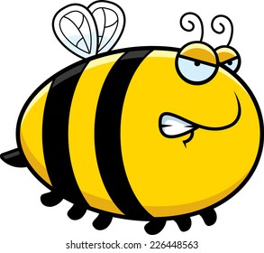 A cartoon illustration of a bee with an angry expression.