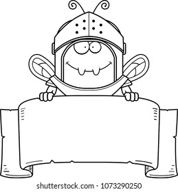 A cartoon illustration of a bee knight with a banner.