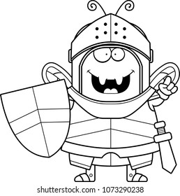 A cartoon illustration of a bee knight with an idea.