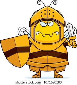 A cartoon illustration of a bee knight looking angry.