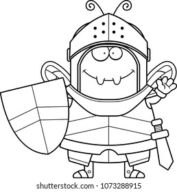 A cartoon illustration of a bee knight waving.
