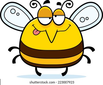 A cartoon illustration of a bee looking drunk.