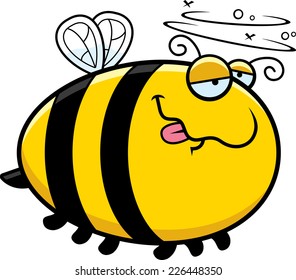 A cartoon illustration of a bee looking drunk.