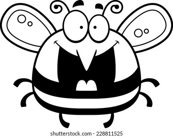 A cartoon illustration of a bee looking happy.