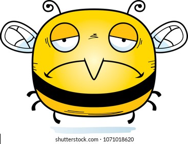A cartoon illustration of a bee looking sad.