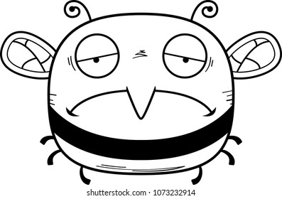 A cartoon illustration of a bee looking sad.