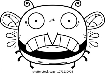 A cartoon illustration of a bee looking scared.