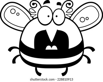 A cartoon illustration of a bee looking scared.