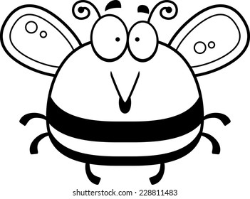 A cartoon illustration of a bee looking surprised.