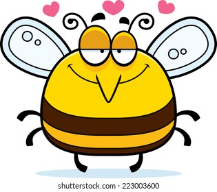 A cartoon illustration of a bee in love.