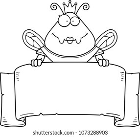 A cartoon illustration of a bee queen in armor with a banner.