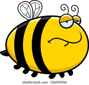 A cartoon illustration of a bee with a sad expression.