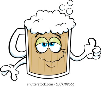 Cartoon illustration of a beer mug giving thumbs up.
