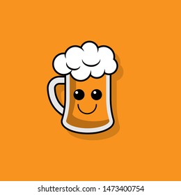 Cartoon Illustration of a beer.Cute beer in comic style. vector illustration.beer Smiley Face