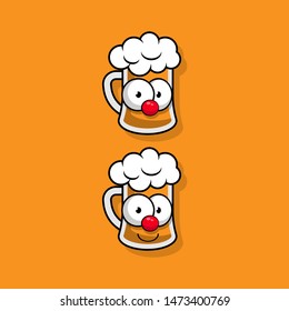 Cartoon Illustration of a beer.Cute beer in comic style. vector illustration.beer Smiley Face