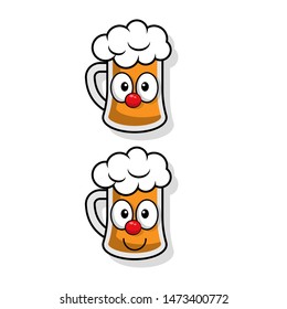 Cartoon Illustration of a beer.Cute beer in comic style. vector illustration.beer Smiley Face