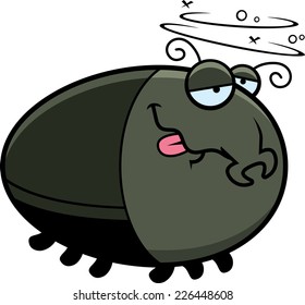 A cartoon illustration of a beetle looking drunk.