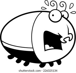 A cartoon illustration of a beetle looking scared.