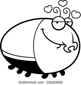 A cartoon illustration of a beetle with an in love expression.