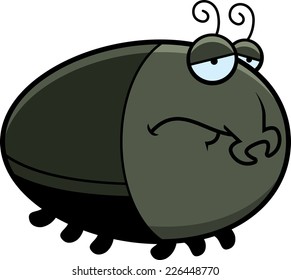 A cartoon illustration of a beetle with a sad expression.