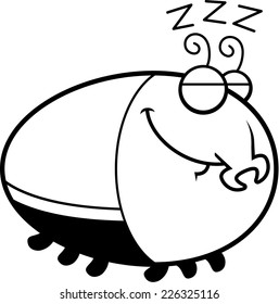 A cartoon illustration of a beetle sleeping.
