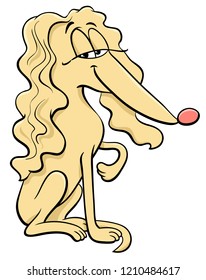 Cartoon Illustration of Beige Female Dog Animal Character