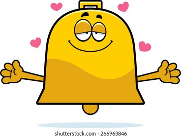 A cartoon illustration of a bell ready to give a hug.