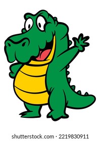 Cartoon illustration of Big Alligator smile and greeting, best for sticker, logo, and mascot with predator animals themes for kids