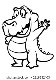 Cartoon illustration of Big Alligator smile and greeting. Best for logo, outline, and coloring book with predator animals themes for kids