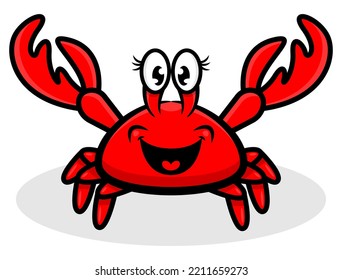 Cartoon illustration of Big Fat Crab happy and smile, best for sticker, logo, and mascot for seafood restaurant and summer vacation themes