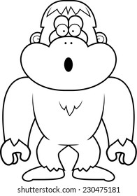 A cartoon illustration of a bigfoot looking surprised.