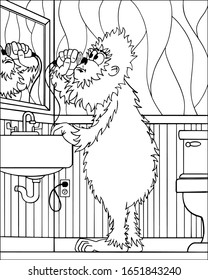 Cartoon illustration of bigfoot shaving his face.